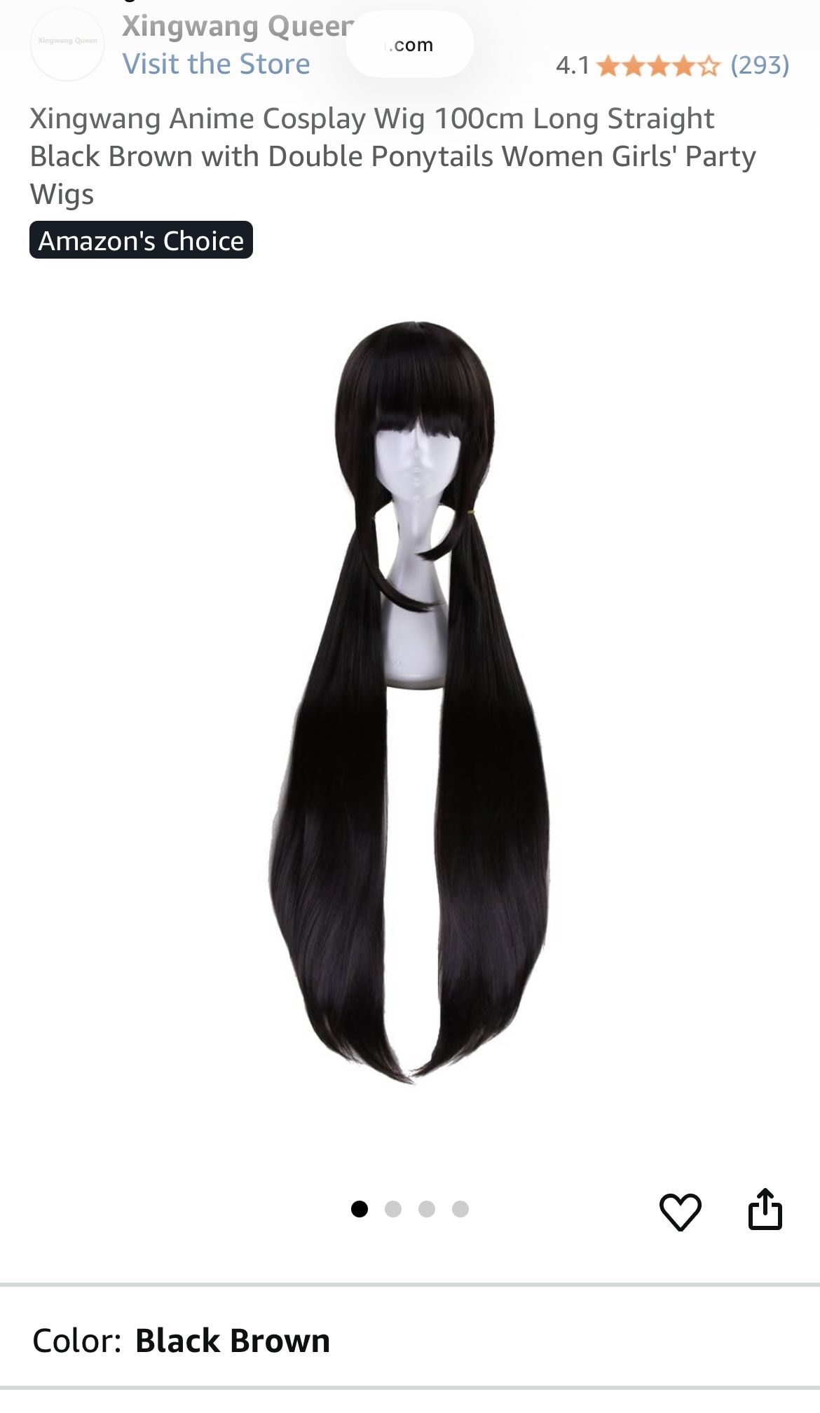 Xingwang Anime Cosplay Wig 100cm Long Straight Black Brown with Double Ponytails Women Girls Party Wig