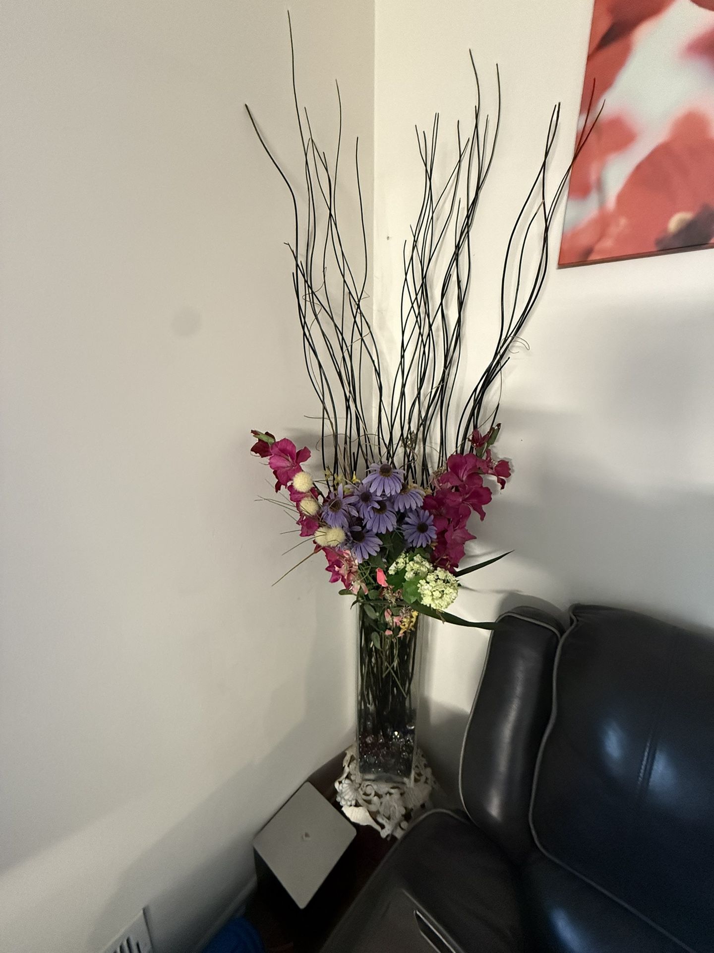 Artificial Floral Arrangement in a Tall Glass