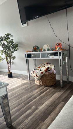 Mirrored Console Table with Chrome Frame