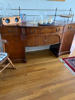 Antique Mahogany Sideboard Buffet with Tambour Doors