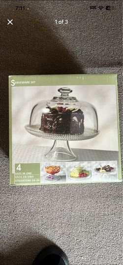 Vintage Indiana Glass 4-in-1 Cake Stand & Punch Bowl Set - Open Box