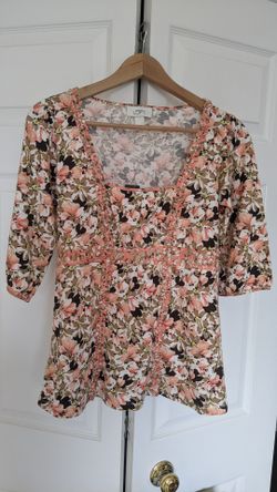 LOFT Floral Blouse - Pink and Brown
