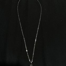 925 Sterling silver necklace - black heart pendant 
