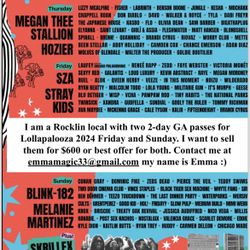 LOLLAPALOOZA 1 DAY GA PASSES