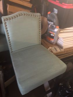 Teal Upholstered Chair with Nailhead Trim