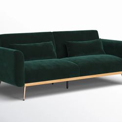 Green Velvet Flared Arm Sofa