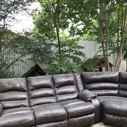 Brown Leather Sofa Set 