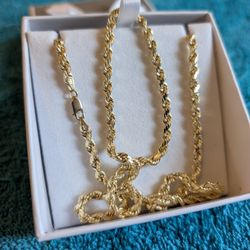 10k Yellow Gold Diamond Cut Rope Chain 