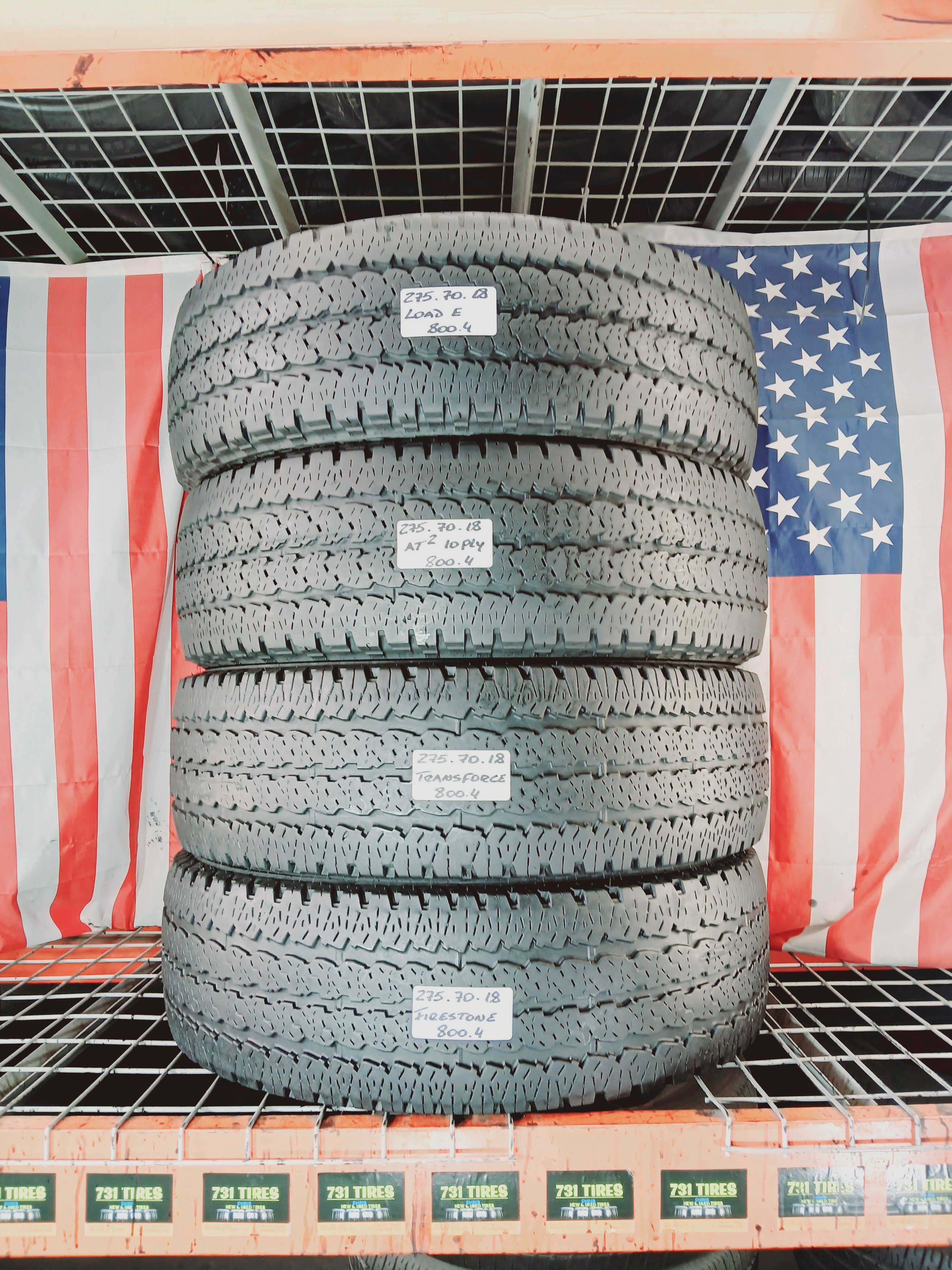 LT275/70R18 FIRESTONE TRANSFORCE A/T 275/70R18 USED TIRES FACTORY REPLACEMENT SILVERADO 2500HD 3500HD GMC SIERRA F250 F350 RAM2500 RAM3500 TUNDRA TITA