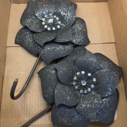 Metal Flowers Decor Black 💵  Flores Decorativas de Metal Negras