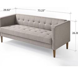 73" Fabric Sofa Couch, Oatmeal ，Couch Shape