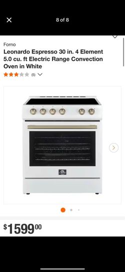 Forno Leonardo Espresso 30 in. 4 Element 5.0 cu. ft Electric Range Convection Oven in White