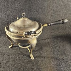 Antique 4Pc. "1(contact info removed)"s Silverplate Chafing Dishes With Wooden Handles 