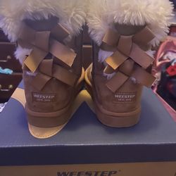 Weestep Girls Toddler Little Kid Warm Fur Winter Ankle Flat Snow Boot