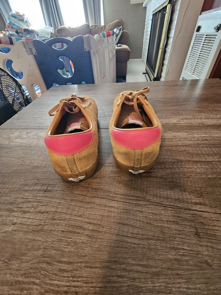 Tan And Hot Pink Mens Size 10 Vans