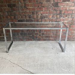 Mid-Century Modern 1970s Chrome and Glass Console Table