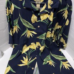 100% Silk Mens Montego Mon Hawaiian Style Shirt