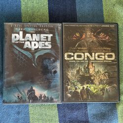 🎬 Adventure & Sci-Fi DVD Bundle – Congo & Tim Burton’s Planet of the Apes – 2 Movie Lot - $5