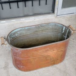 Vintage Antique Copper Boiler, 27"L x 13"W x 12.5"H
