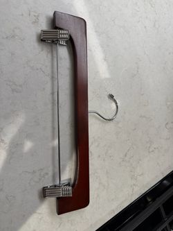 Set of 10 - Wooden Pant & Skirt Hangers with Metal Clips