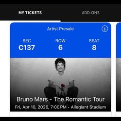 2 Bruno Mars Las Vegas Tickets