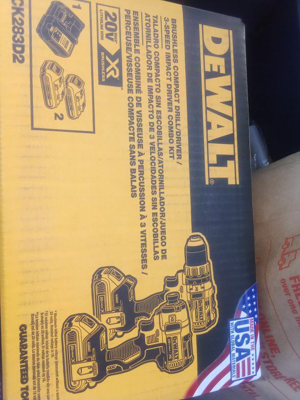 Brand New Dewalt 20Volt Drill N Impact Set Comes With 2batteries And Charger Never Opened.