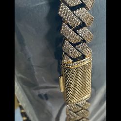 30 Inches 24 K Gold Plated Moissanite necklace 