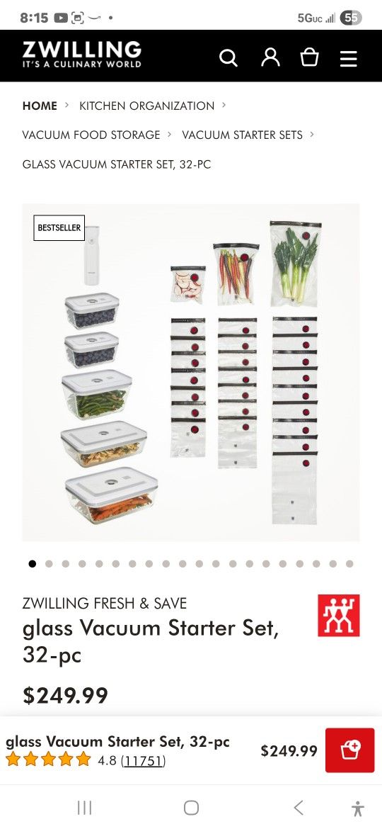 ZWILLING Fresh & Save Glass Vacuum Starter Set 32 Pcs
