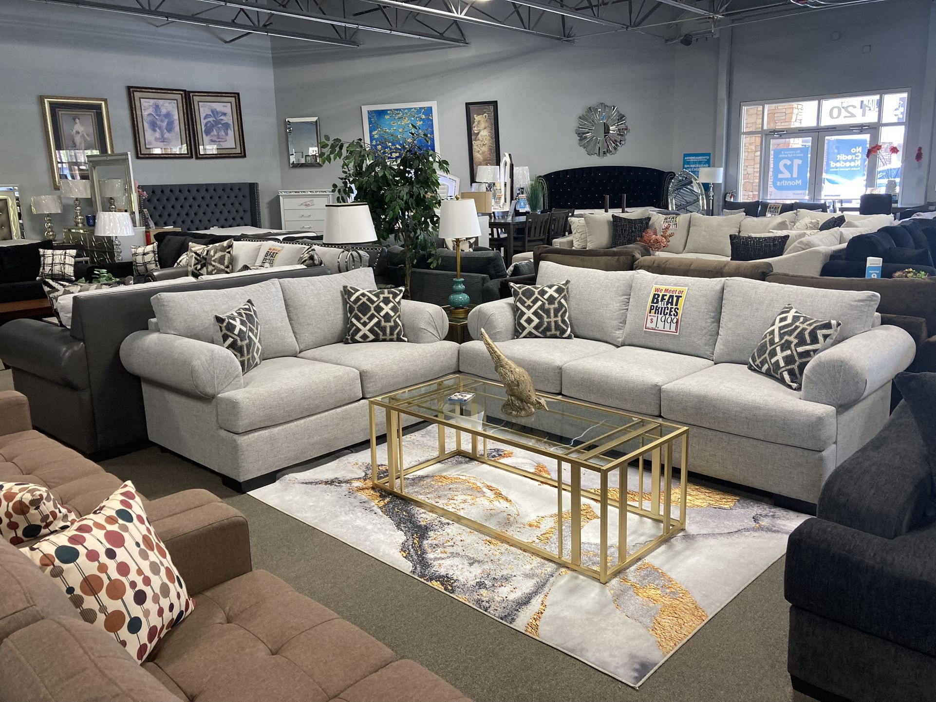 Lovely Light Gray 2Pc Couch Set 🤍⭐️ Easy Financing Available ✅