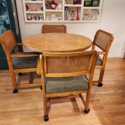 Cane Back Vintage Chairs On Casters