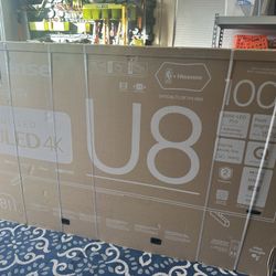 100U8K Hisense - 100" Class U8 Series Mini-LED 4K UHD QLED TV, UNOPENED SEALED w/ receipt