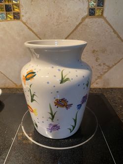 Fish Theme Vase And Serving Platter