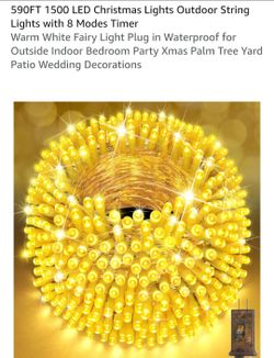 590FT 1500 LED Christmas Lights Outdoor String Lights with 8 Modes Timer