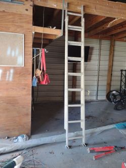 : Vintage Aluminum Loft / Attic Access Ladder with Mounting Hooks