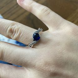 Faux Diamond And Sapphire Ring