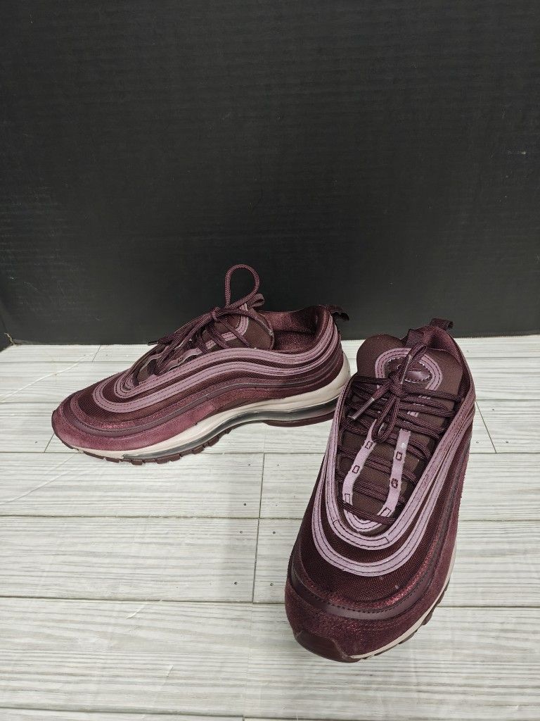 Women's Nike Air Max 97 Burgundy Crush/Metallic Glitter Running Shoes Size 8.5