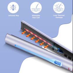 IG INGLAM Titanium Flat Iron Hair Straightener, Curling Iron 1 Inch