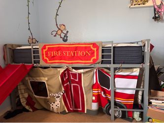 Twin Metal Loft Fire Station bed