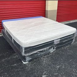 NEW Mattress King Size Plush Pillowtop With Box Spring // Offer  🚚