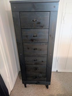 Tall Dark Teal Blue Wood 6-Drawer Dresser