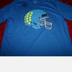 BOYS NIKE DRY DRI-FIT FOOTBALL HELMET SHIRT BLUE YOUTH LARGE NEW