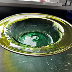 Handmade Large Art Glass Bowl-Signed