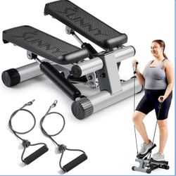 Sunny Health & Fitness Mini Stepper for Exercise at Home, Stair Step Workout Machine with Resistance Band 
