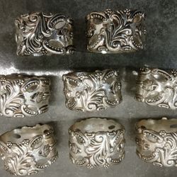 Vintage Set of 8 Godinger Silver Art GSA Napkin Rings