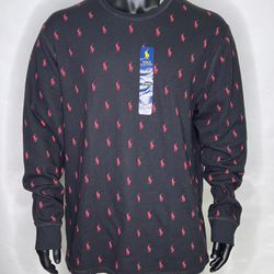 Ralph Lauren Polo XL Pony Black Red Sleepwear Shirt