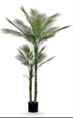 Leflos Artificial Plant Indoor Palm Tree, 5.5ft Faux Areca Palm Plant with 2 Detachable Trunks & 24 Adjustable Palm Leaves, 66'' Tropical Fake House P