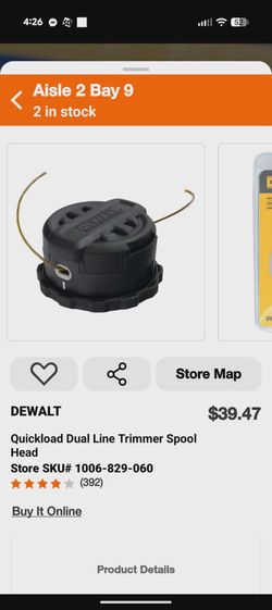 DEWALT Quickload Dual Line Trimmer Spool Head
