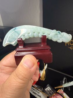 Jade Dragon Carved Ruyi Scepter Figurine