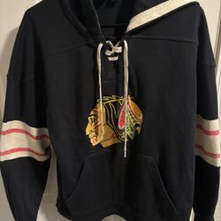 Adult Adidas Chicago Blackhawks Jersey Lace-Up Pullover Hoodie