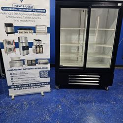 Used Beverage Air SLIDING Door Refrigerator On Casters❄️ Free DELIVERY 